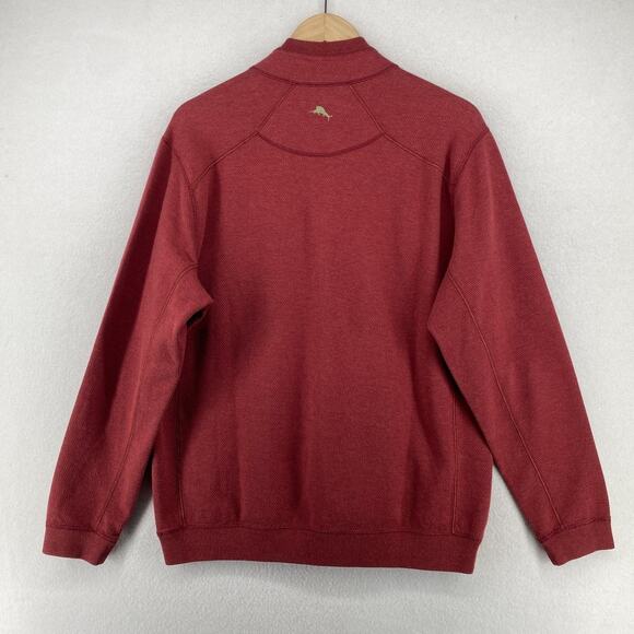 TOMMY BAHAMA Sweater M Mens Flip Side Pro Abaco Reversible 1/4 Zip Pullover Red - Picture 3 of 16